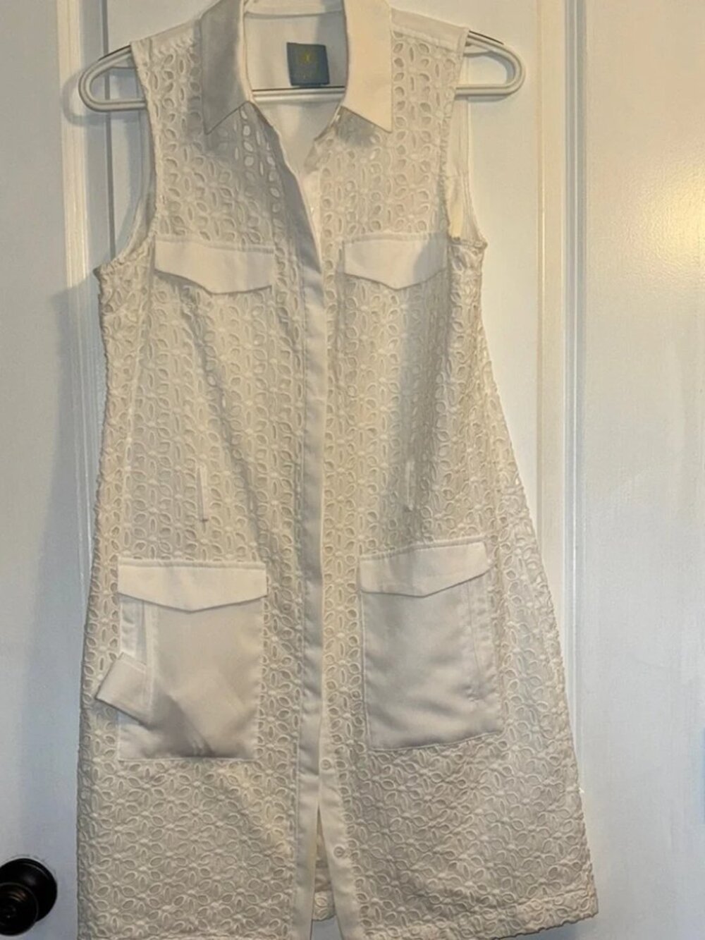 CeCe White Sleeveless Lace Dress